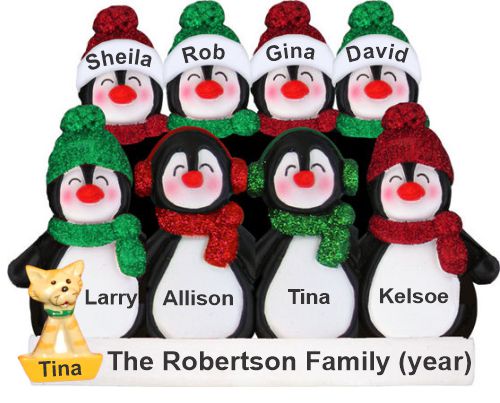 Holiday Fun Penguins Christmas Ornament for 8 with Pets Personalized by RussellRhodes.com