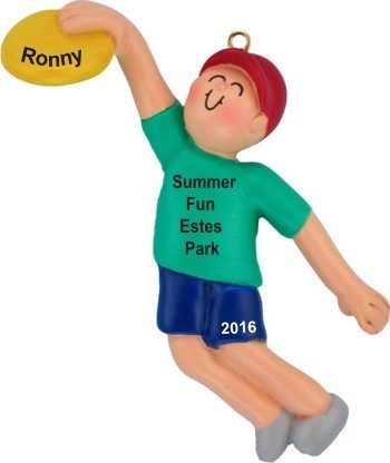 Frisbee Fun in the Park Male Christmas Ornament Personalized by Russell Rhodes