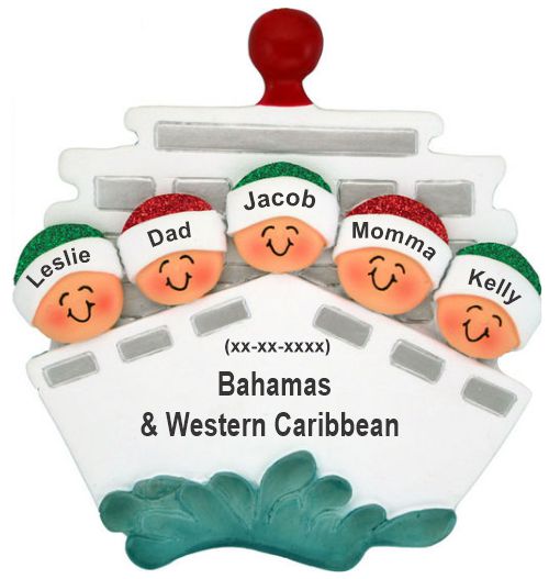 Cruise Ship Christmas Ornament for 5 Personalized by RussellRhodes.com