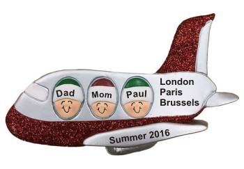 Jet Away Family Vacation for 3 Christmas Ornament Personalized by Russell Rhodes