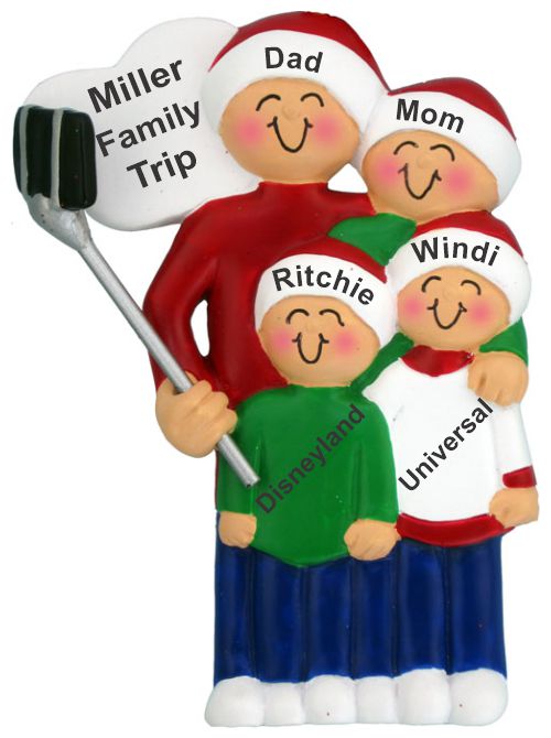 Selfie Family of 4 Christmas Ornament Personalized by RussellRhodes.com