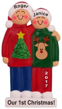 Our First Christmas Holiday Sweater Couple Christmas Ornament Personalized by RussellRhodes.com