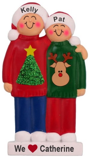 2 Kids Holiday Sweaters Baby Sitter Gift Christmas Ornament Personalized by RussellRhodes.com