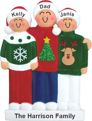 Single Dad Christmas Ornament Dressed to Impress 2 Kids Personalized by RussellRhodes.com