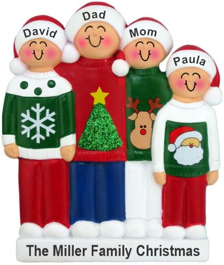 Family Christmas Ornament Dressed to Impress for 4 Personalized by RussellRhodes.com