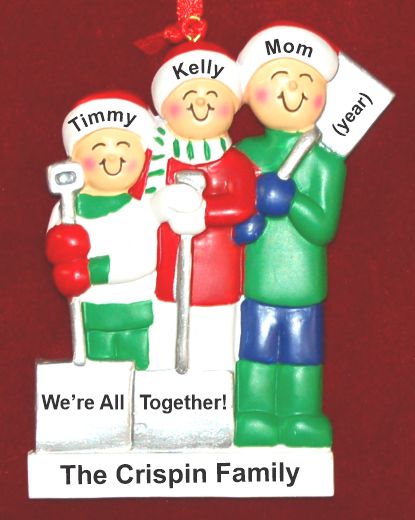 Single Mom Christmas Ornament White Xmas 2 Kids Personalized by RussellRhodes.com