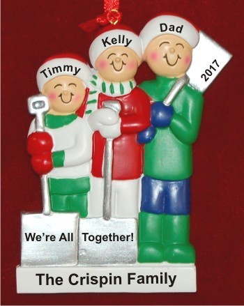 Single Dad 2 Kids White Xmas Christmas Ornament Personalized by Russell Rhodes