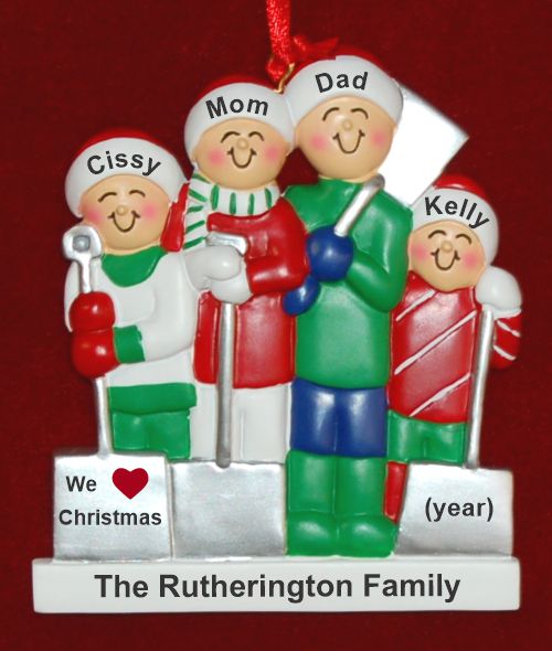 White Xmas Family of 4 Christmas Ornament Personalized by RussellRhodes.com