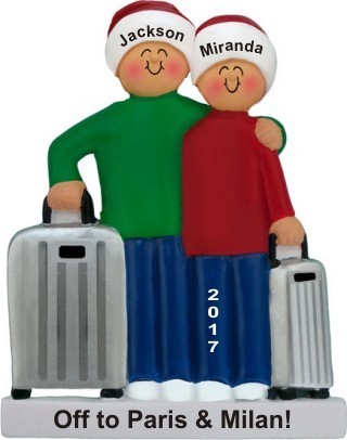 Traveling Couple Christmas Ornament Personalized by RussellRhodes.com