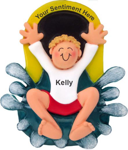Water Park Christmas Ornament Blond Male Personalized by RussellRhodes.com