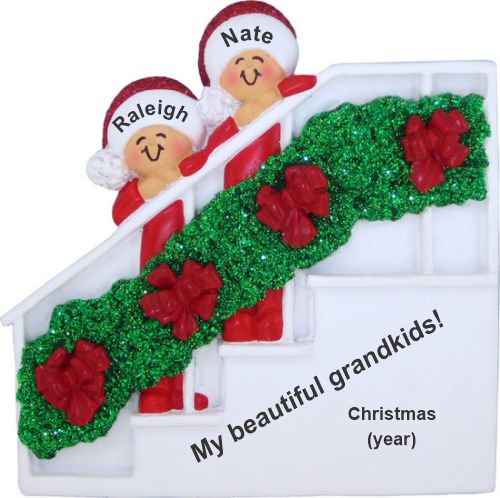 Grandparents Christmas Ornament Holiday Banister 2 Grandkids Personalized by RussellRhodes.com