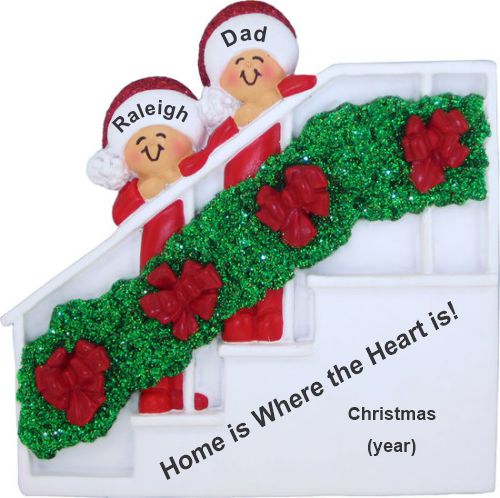 Single Dad Christmas Ornament Holiday Banister 1 Child Personalized by RussellRhodes.com
