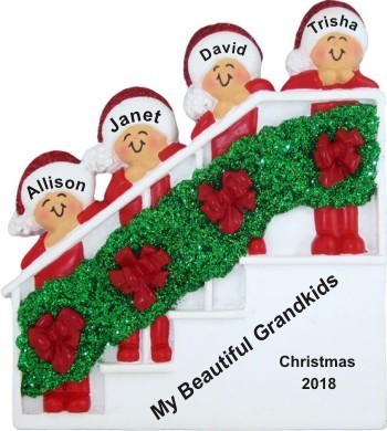 Festive Holiday Banister 4 Grandkids Christmas Ornament Personalized by Russell Rhodes