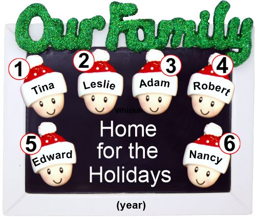 Family Christmas Ornament Holiday Frame for 6 Personalized by RussellRhodes.com