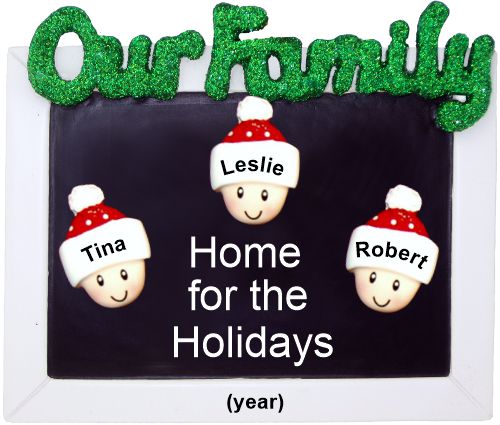 Family Christmas Ornament Holiday Frame for 3 Personalized by RussellRhodes.com