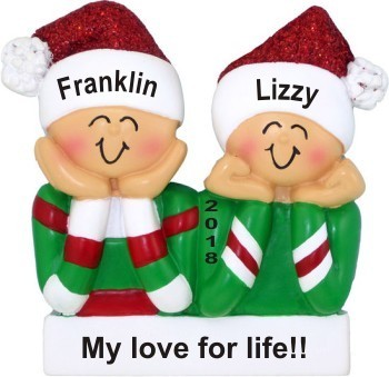 Too Cute Couple In Love Christmas Ornament Personalized by Russell Rhodes