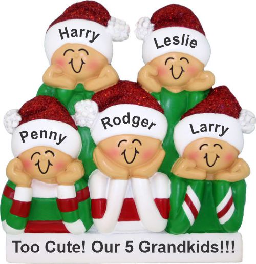 Grandparents Christmas Ornament PJ Fun 5 Grandkids Personalized by RussellRhodes.com