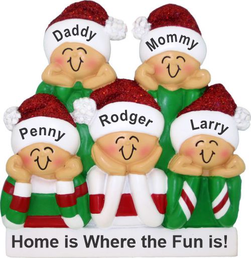 Family Christmas Ornament PJ Fun for 5 Personalized by RussellRhodes.com