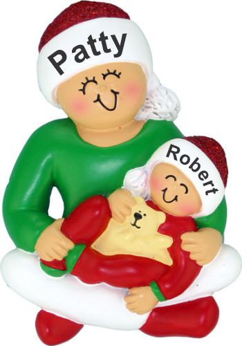 Older Sister with Baby Christmas Ornament Personalized by Russell Rhodes