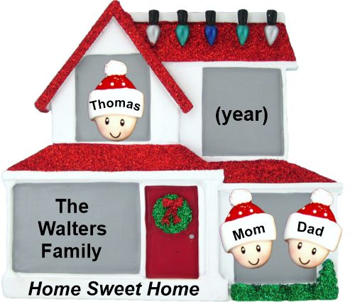 Family Christmas Ornament Home for Xmas for 3 Personalized by RussellRhodes.com