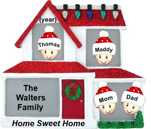 Family Christmas Ornament Home for Xmas for 4 Personalized by RussellRhodes.com