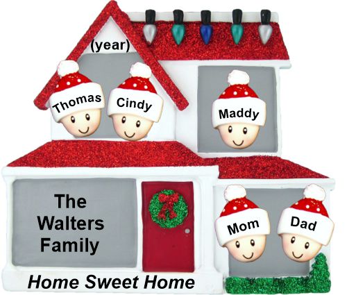 Family Christmas Ornament Home for Xmas for 5 Personalized by RussellRhodes.com