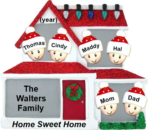 Family Christmas Ornament Home for Xmas for 6 Personalized by RussellRhodes.com