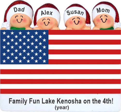 USA Family Christmas Ornament of 4 Personalized by RussellRhodes.com