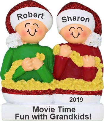 Stringing Popcorn 2 Grandkids Christmas Ornament Personalized by Russell Rhodes