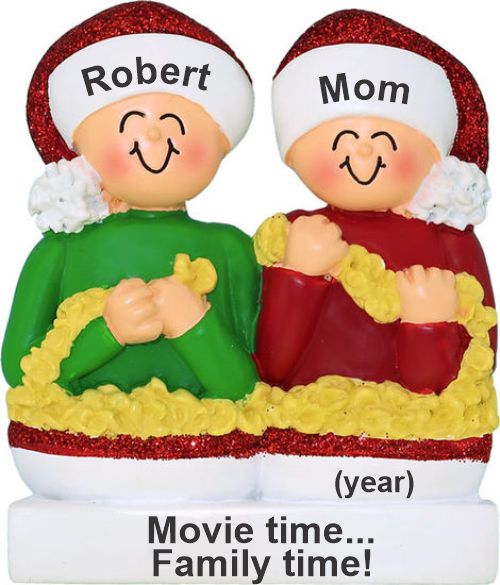 Stringing Popcorn Single Mom 1 Child Christmas Ornament Personalized by RussellRhodes.com