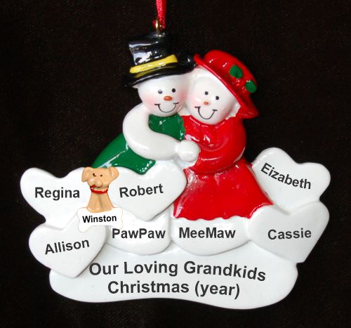 Surrounded by Love 5 Grandkids Christmas Ornament with Pets Personalized by RussellRhodes.com
