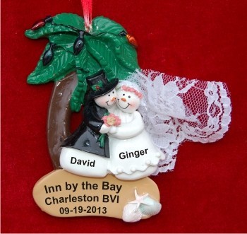 Our Beach Wedding Christmas Ornament Personalized by Russell Rhodes