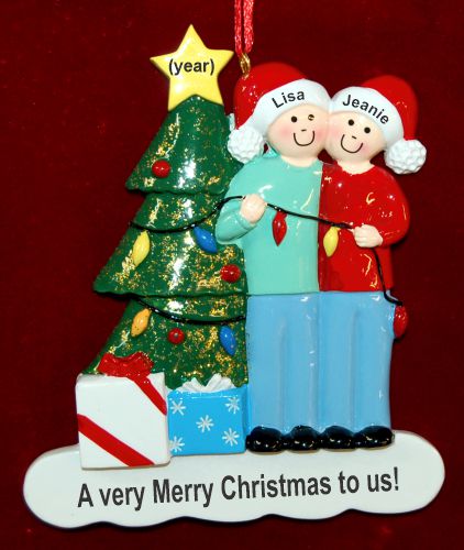 Gay or Lesbian Couple Christmas Ornament Celebration Lights Personalized by RussellRhodes.com