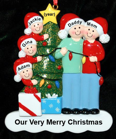 Personalized Family of 5 Christmas Ornament Celebration Lights Personalized by Russell Rhodes