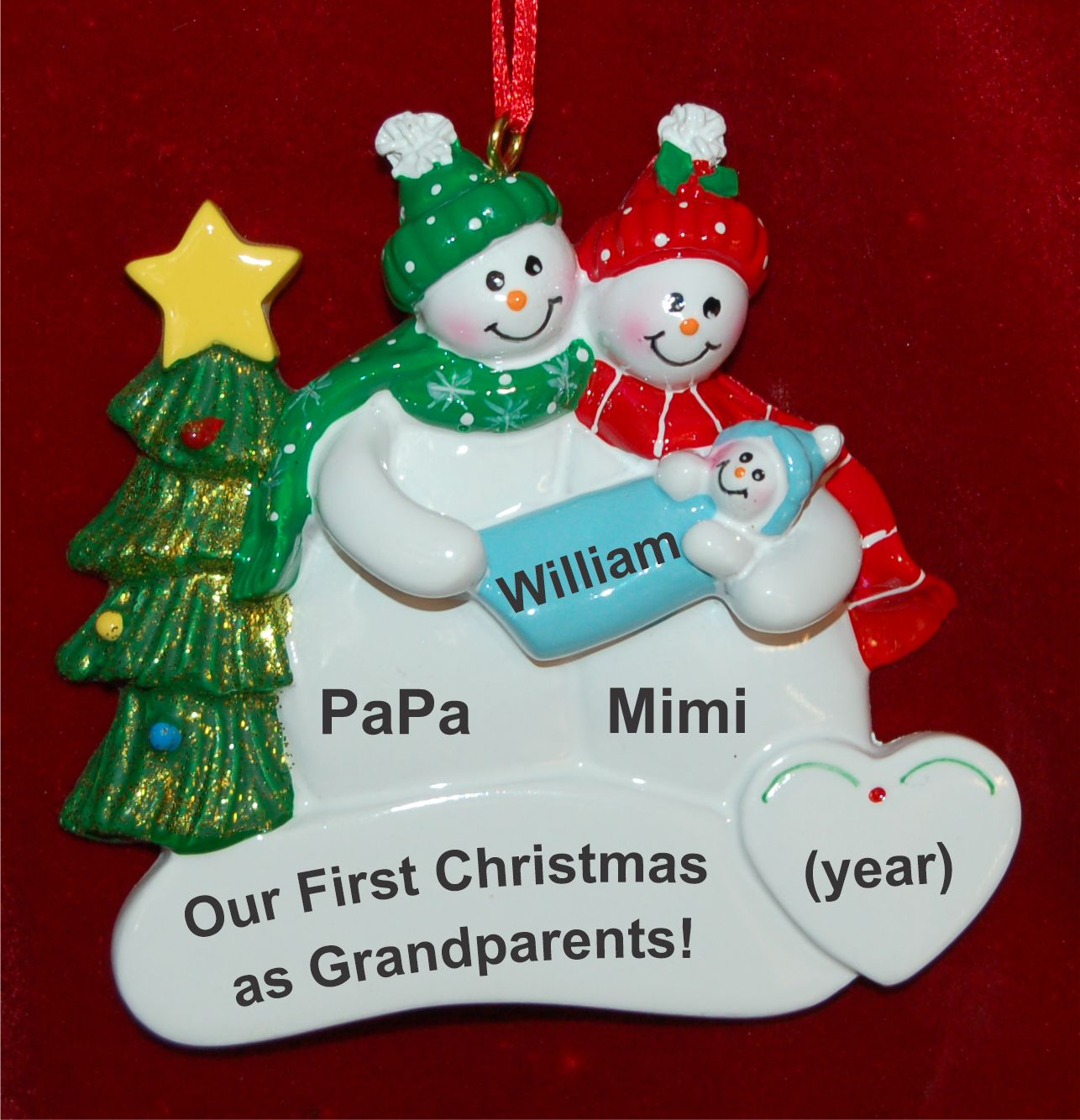 Our First Christmas as Grandparents with Baby Boy Christmas Ornament Personalized by RussellRhodes.com