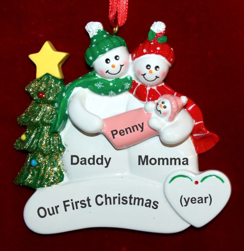 New Baby Girl Christmas Ornament Holiday Joy Personalized by RussellRhodes.com
