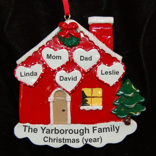 Loving Household Family of 5 Christmas Ornament Personalized by Russell Rhodes