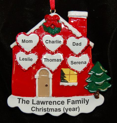 Loving Household Family of 6 Christmas Ornament Personalized by Russell Rhodes