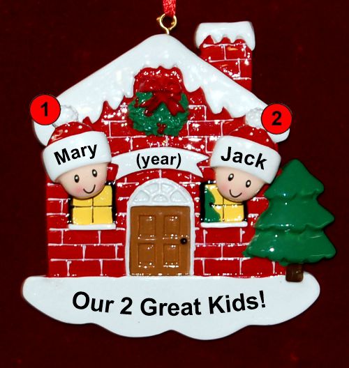 Family Christmas Ornament Home for the Holidays Just the 2 Kids Personalized by RussellRhodes.com