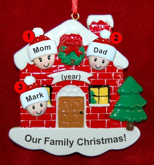Family of 3 Christmas Ornament Home for the Holidays Personalized by RussellRhodes.com