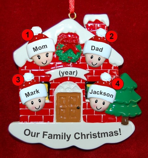 Family of 4 Christmas Ornament Home for the Holidays Personalized by RussellRhodes.com