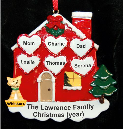 Family Christmas Ornament Hearts of Love for 6 with Pets Personalized by RussellRhodes.com