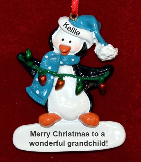 Grandchild Christmas Ornament Penguin Cute Personalized by RussellRhodes.com