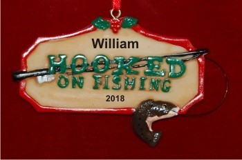 Hooked on Fishing Personalized Christmas Ornament Personalized by Russell Rhodes