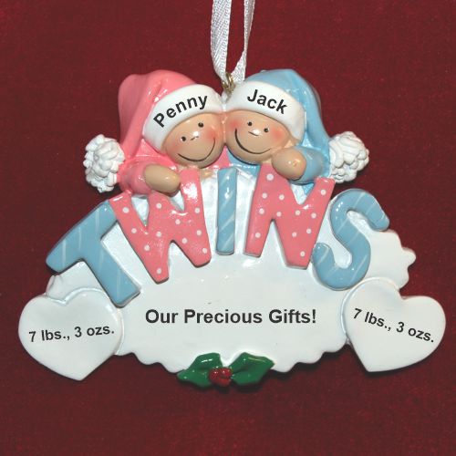 Twins Christmas Ornament Girl & Boy Personalized by RussellRhodes.com