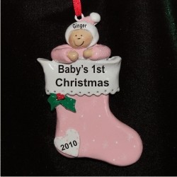 Stocking for Baby Girl Christmas Ornament Personalized by RussellRhodes.com