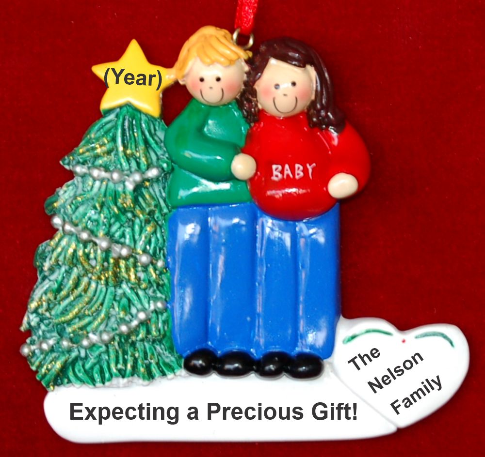 Excited & Expecting Couple MBL FBR Christmas Ornament Personalized by RussellRhodes.com