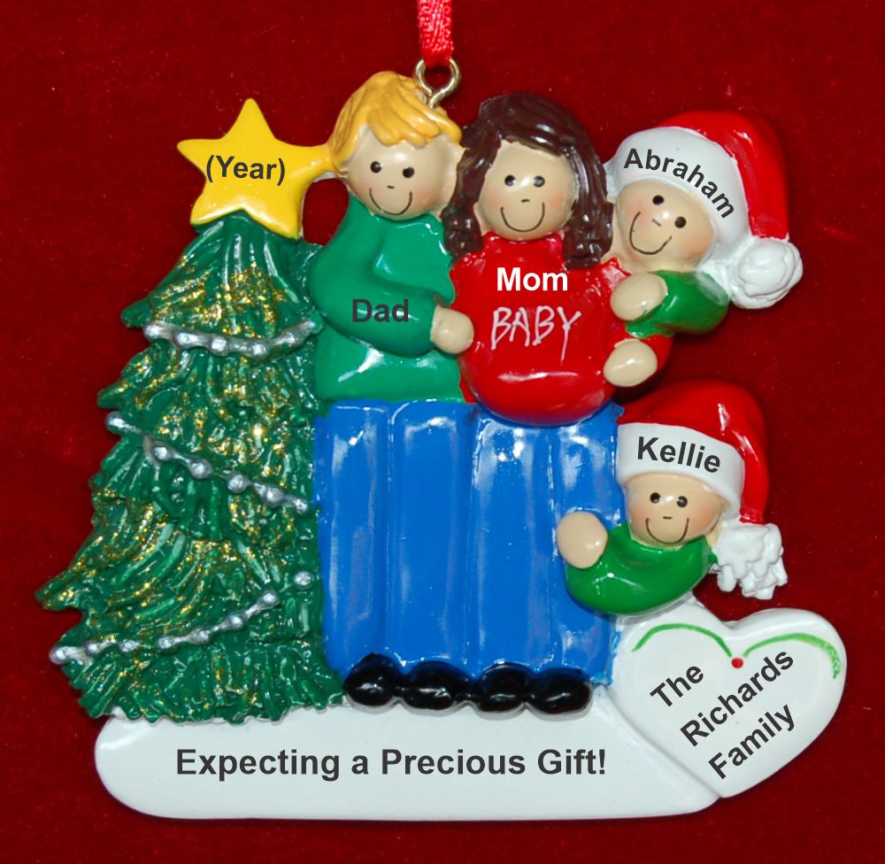 Excited & Expecting Couple 2 kids MBL FBR Christmas Ornament Personalized by RussellRhodes.com