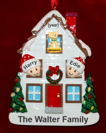 Couple Christmas Ornament Home for Holidays with Pets Personalized by RussellRhodes.com