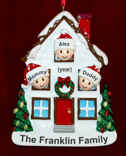Family Christmas Ornament for 3 Home for Holidays Personalized by RussellRhodes.com